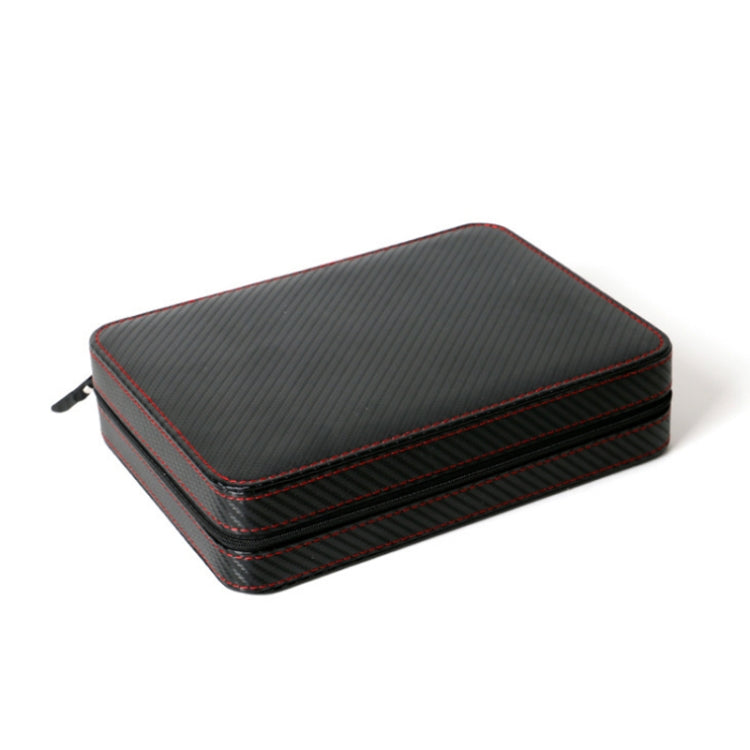 PU Leather Full Carbon Fiber Zipper Watch Bag Watch Storage Display Box, Style: 02 Watch Position