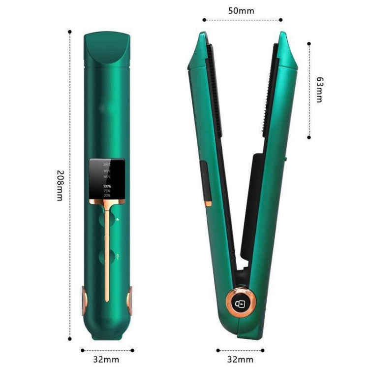 Wireless Portable Air Bangs Splint USB Charging Mini Curling Iron(Green)