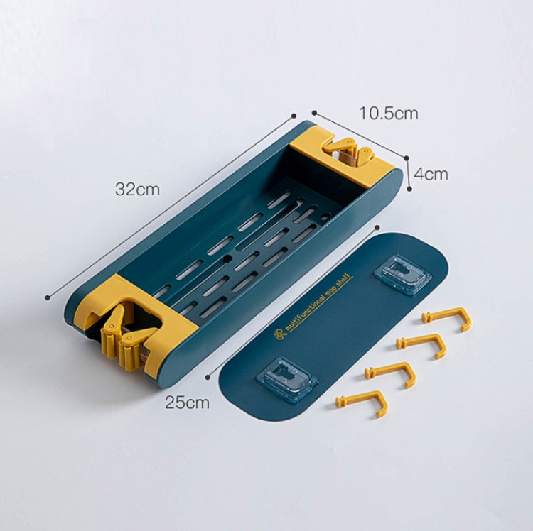 JM017 Bathroom Free Punch Mop Storage Rack(Blue Yellow)