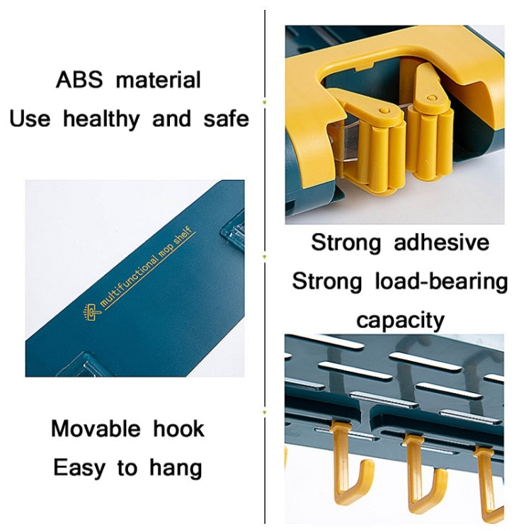 JM017 Bathroom Free Punch Mop Storage Rack(Blue Yellow)