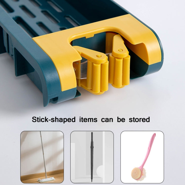 JM017 Bathroom Free Punch Mop Storage Rack(Blue Yellow)