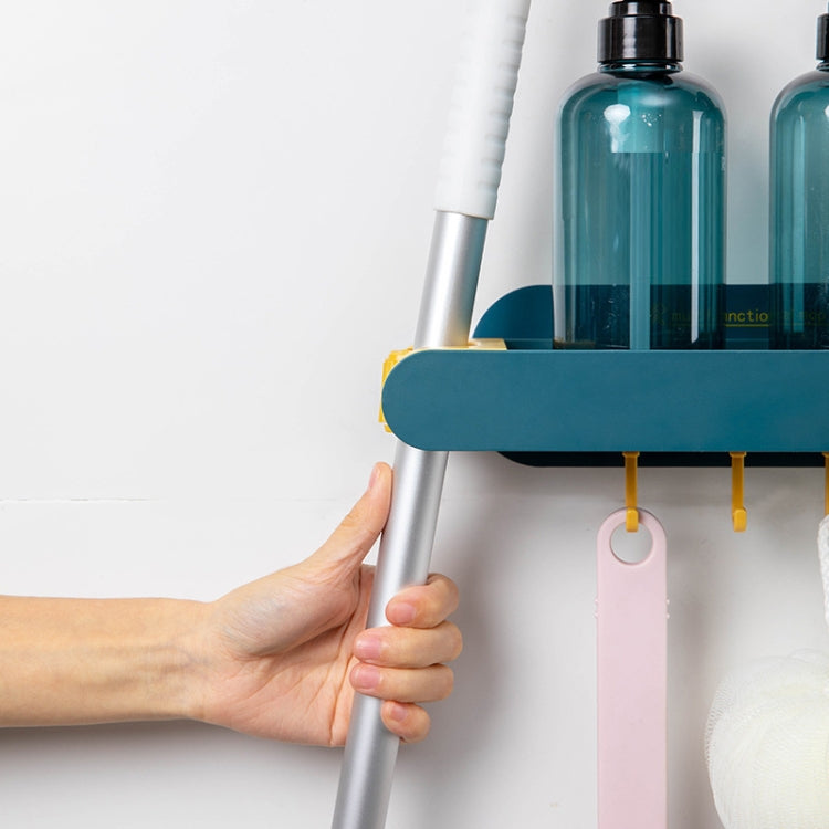 JM017 Bathroom Free Punch Mop Storage Rack(Blue Yellow)
