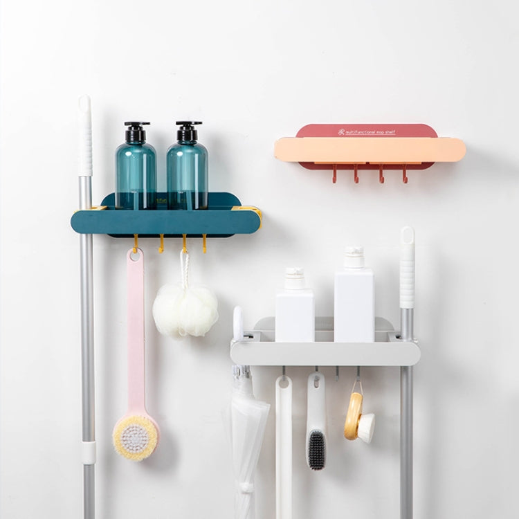 JM017 Bathroom Free Punch Mop Storage Rack(Blue Yellow)