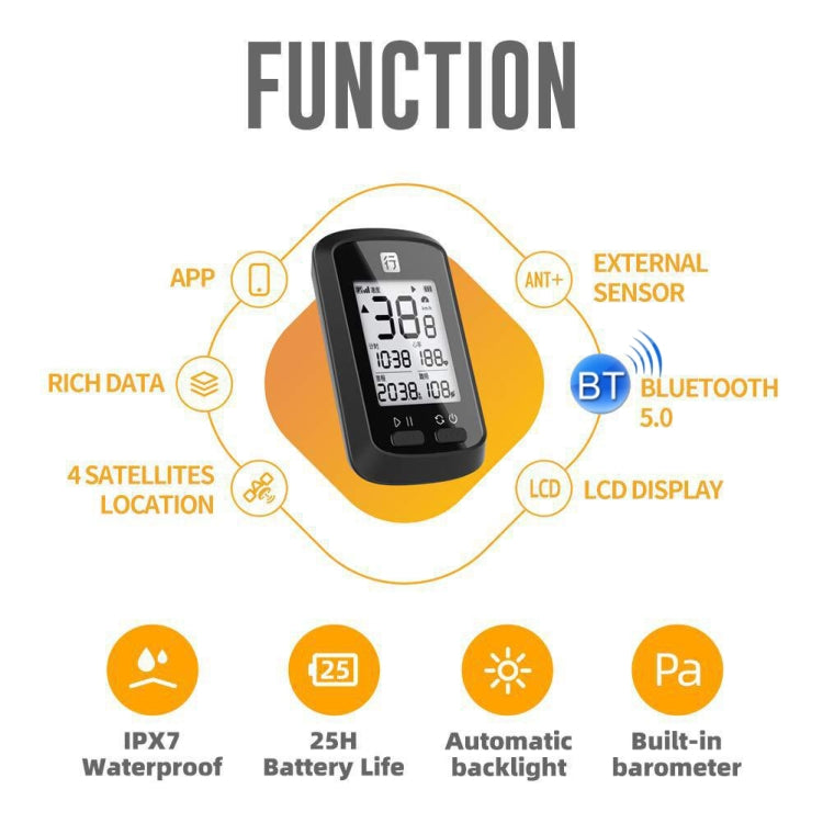 Bicycle Cycling Speedometer GPS Positioning Wireless Odometer, Specification: Small G (English Version)