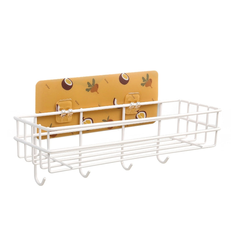 2 PCS Bathroom Wrought Iron Shelf Toilet Vanity Stand Punch-Free Wall-Mounted Storage Shelf Hanger