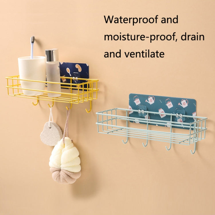 2 PCS Bathroom Wrought Iron Shelf Toilet Vanity Stand Punch-Free Wall-Mounted Storage Shelf Hanger