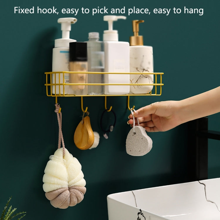 2 PCS Bathroom Wrought Iron Shelf Toilet Vanity Stand Punch-Free Wall-Mounted Storage Shelf Hanger