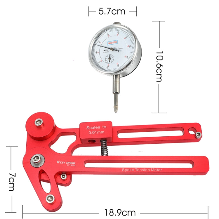WEST BIKING  Bicycle Spoke Tension Tester Precision Spokes Checker Bike Indicator Meter Tensiometer(Red)
