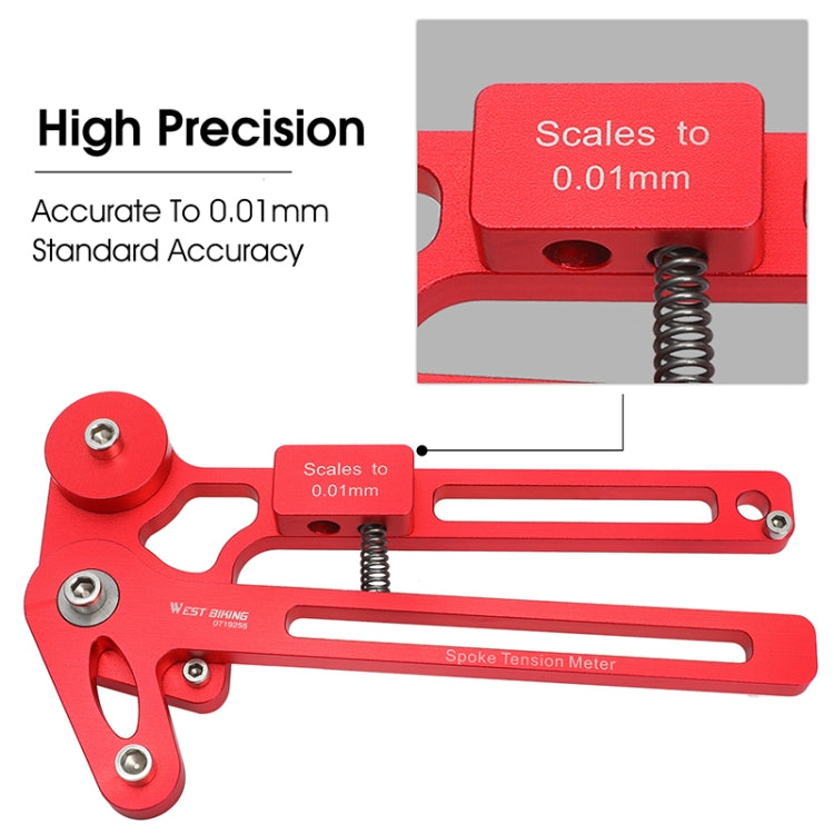 WEST BIKING  Bicycle Spoke Tension Tester Precision Spokes Checker Bike Indicator Meter Tensiometer(Red)