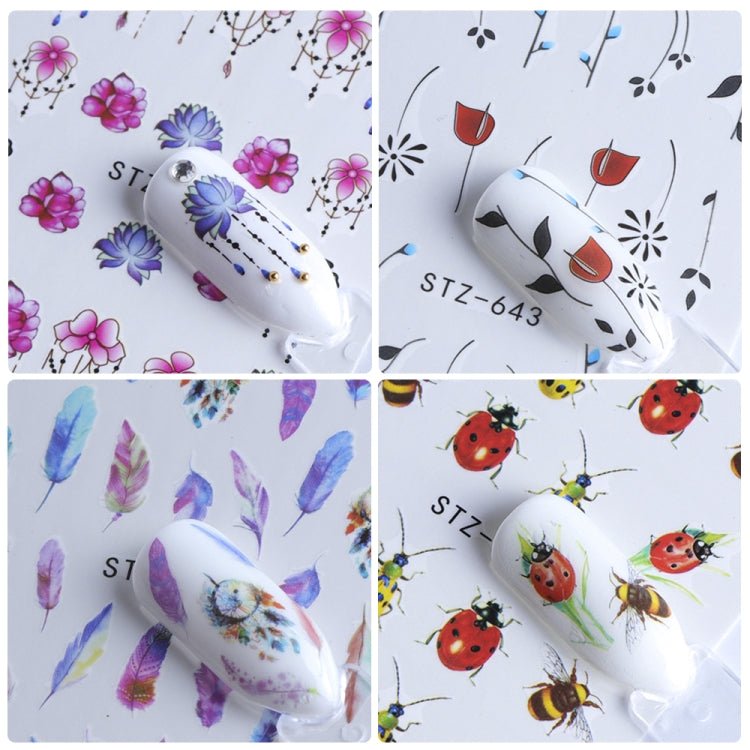 40 PCS Nail Sticker Colorful Design Water Transfer Decals Sets