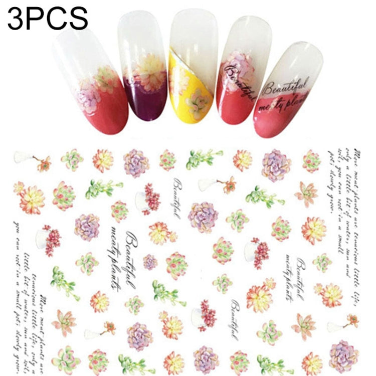 3 PCS 3D Nail Stickers Blooming Flower 3D Nail Art Stickers Decals