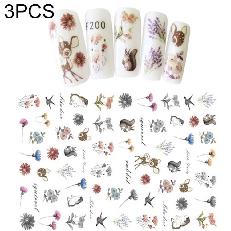 3 PCS 3D Nail Stickers Blooming Flower 3D Nail Art Stickers Decals