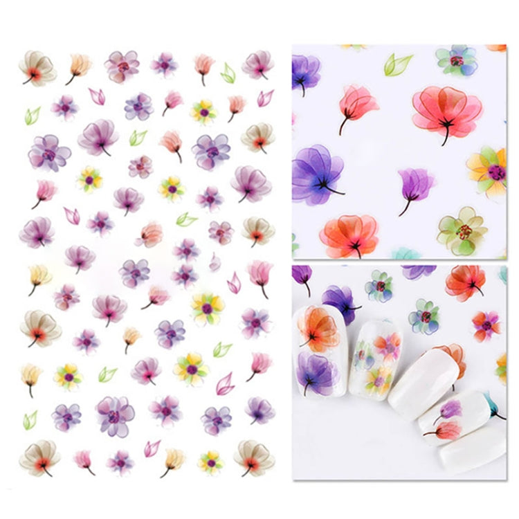 3 PCS 3D Nail Stickers Blooming Flower 3D Nail Art Stickers Decals