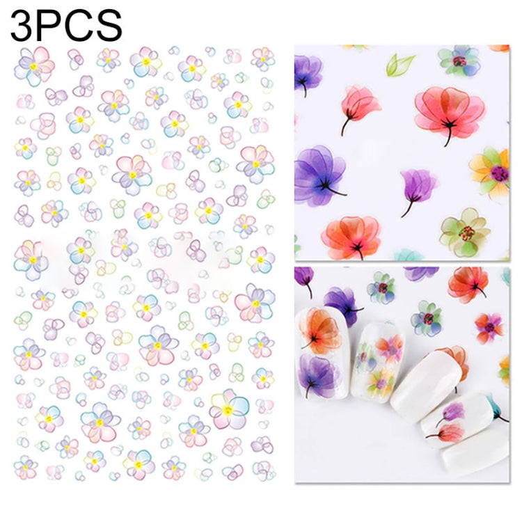 3 PCS 3D Nail Stickers Blooming Flower 3D Nail Art Stickers Decals