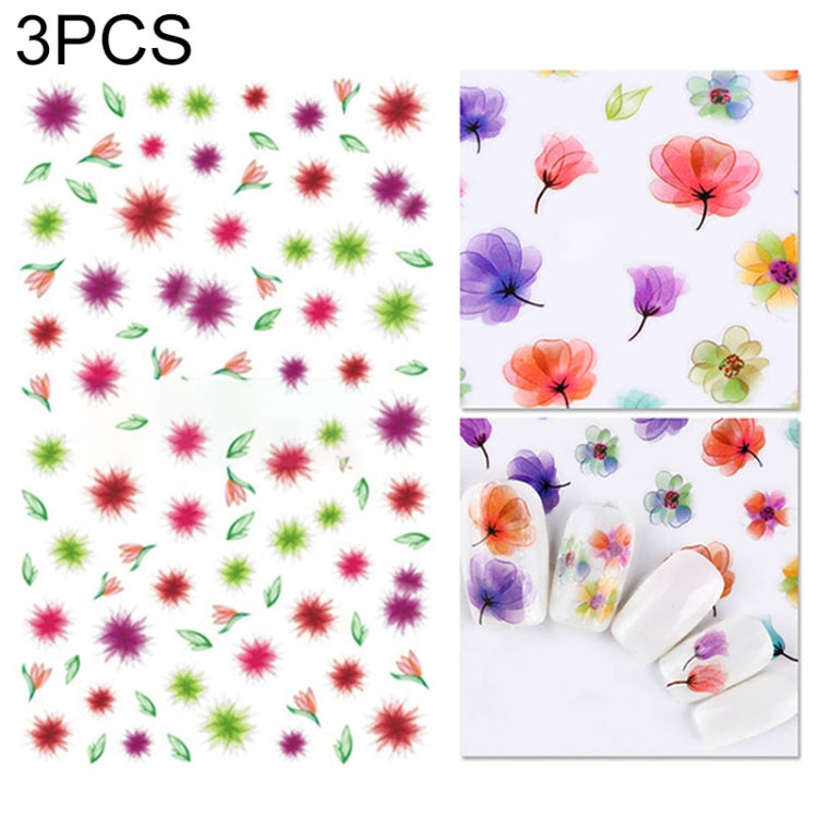 3 PCS 3D Nail Stickers Blooming Flower 3D Nail Art Stickers Decals