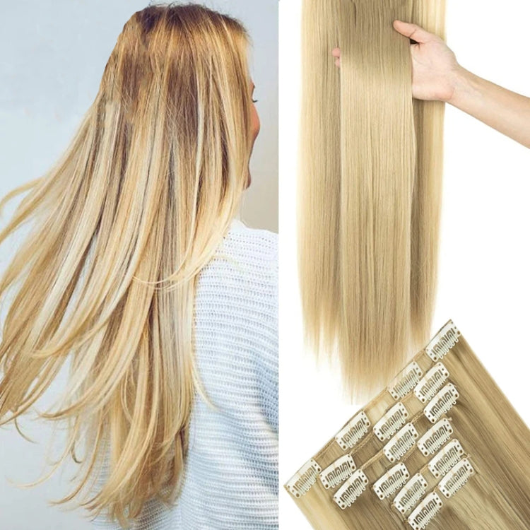 6 In 1 60cm Card Hair Extension Piece 16 Card Long Straight Hair Wig Piece, Color: 12.22TH613
