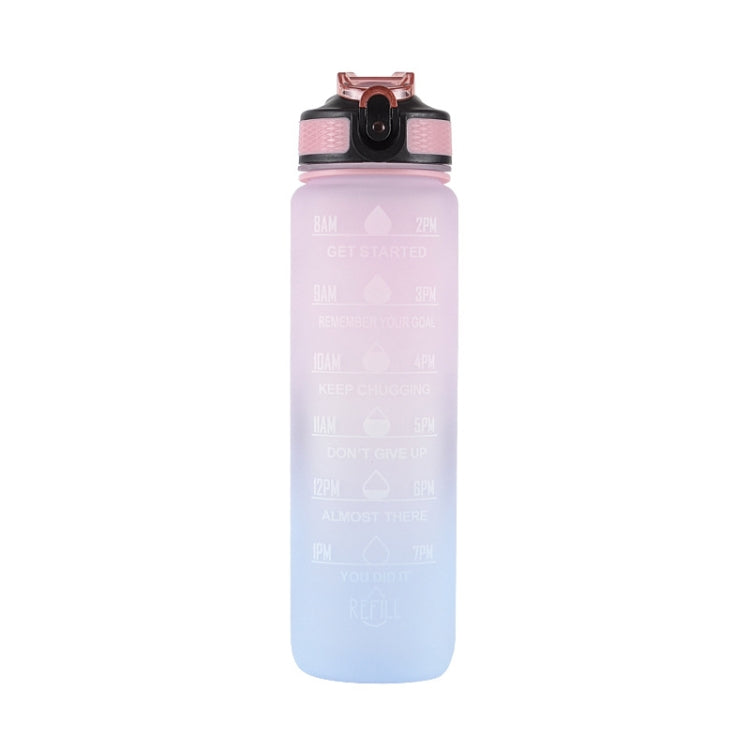 Frosted Gradient Sports Straw Cup 1L Large Capacity Plastic Outdoor Portable Fitness Kettles