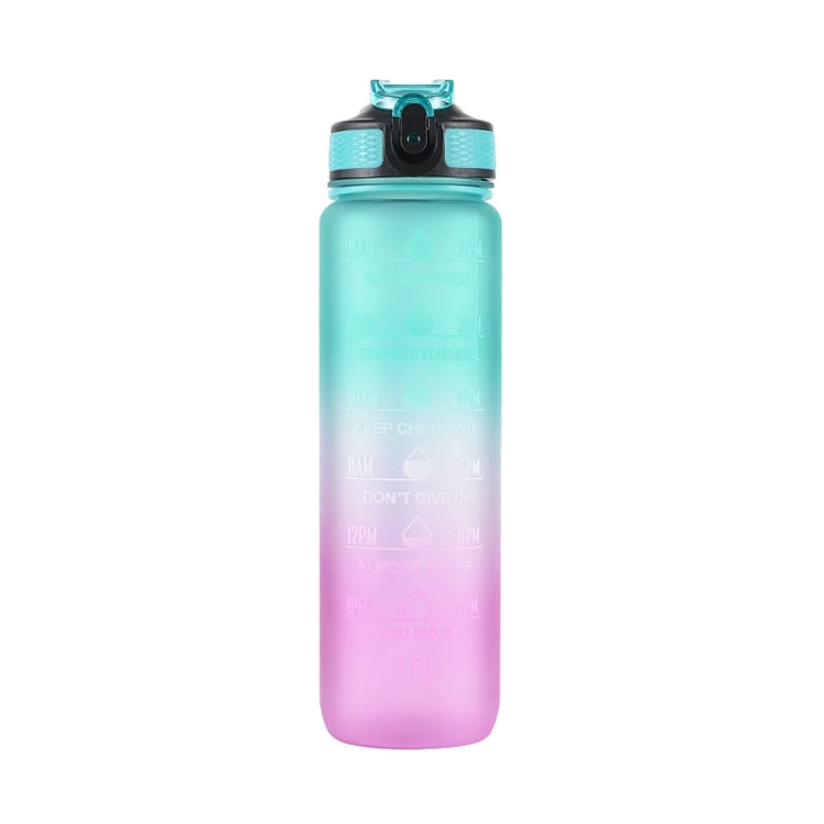 Frosted Gradient Sports Straw Cup 1L Large Capacity Plastic Outdoor Portable Fitness Kettles