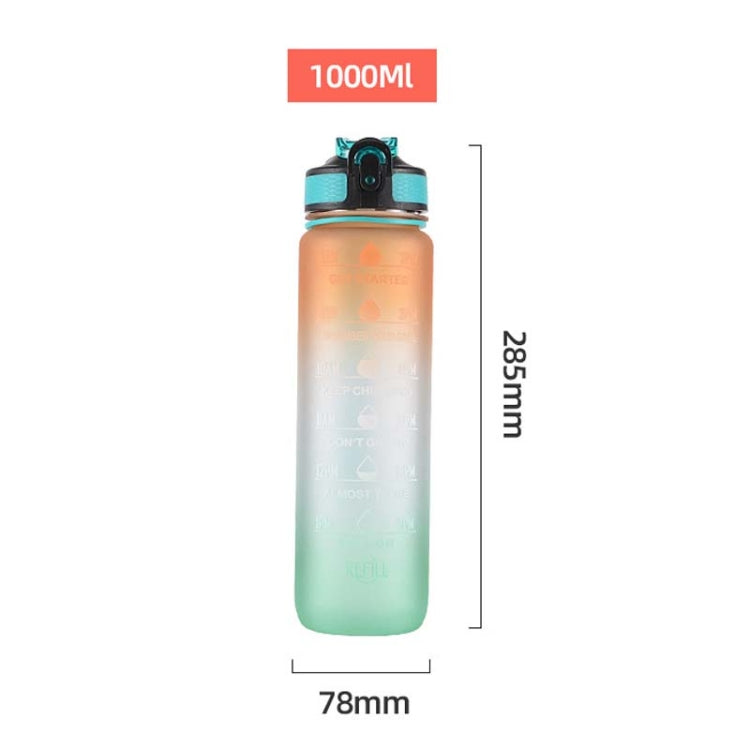 Frosted Gradient Sports Straw Cup 1L Large Capacity Plastic Outdoor Portable Fitness Kettles