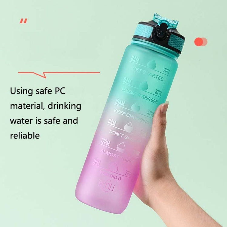Frosted Gradient Sports Straw Cup 1L Large Capacity Plastic Outdoor Portable Fitness Kettles