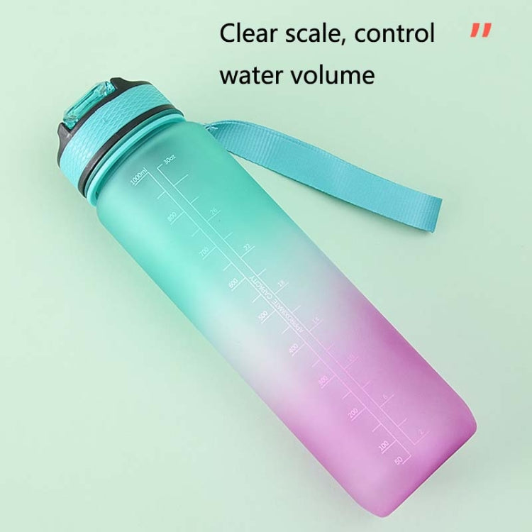 Frosted Gradient Sports Straw Cup 1L Large Capacity Plastic Outdoor Portable Fitness Kettles