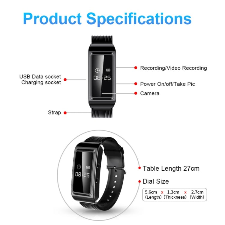 D6 Outdoor Smart Long Standby Sports Bracelet Support HD Noise Reduction Recording/Video, Capacity: 4GB(Black + OTG)
