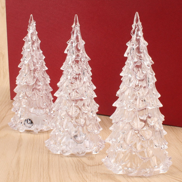 10 PCS Acrylic Christmas Tree Night Light Crystal 7 Colors Decoration Lamp 12cm Height