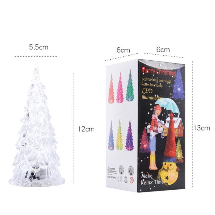 10 PCS Acrylic Christmas Tree Night Light Crystal 7 Colors Decoration Lamp 12cm Height
