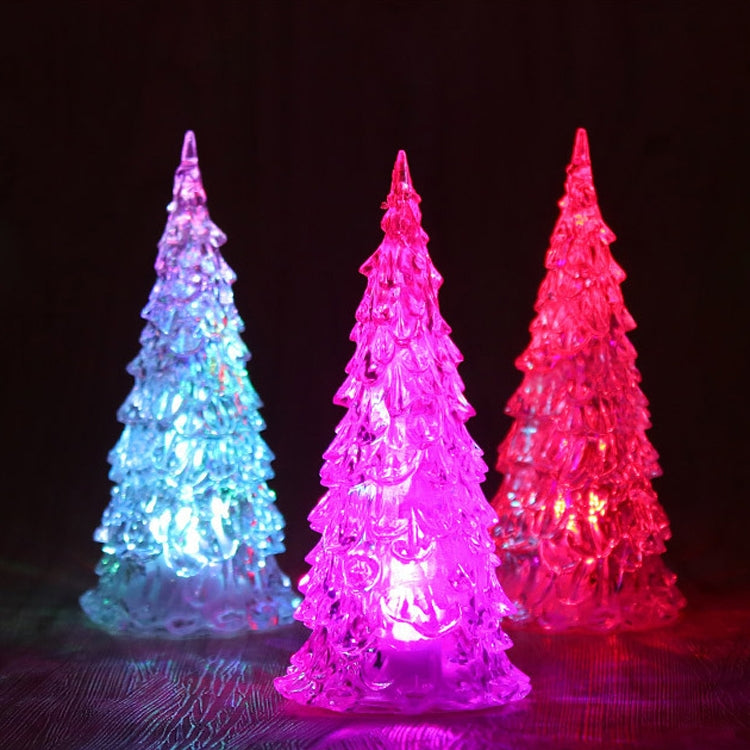 10 PCS Acrylic Christmas Tree Night Light Crystal 7 Colors Decoration Lamp 12cm Height