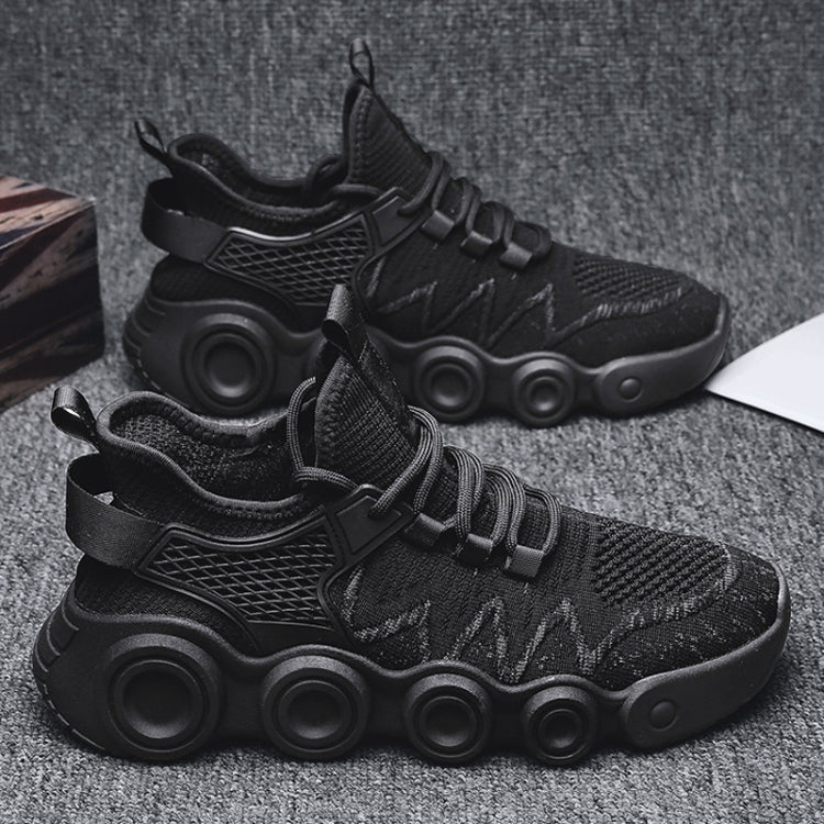 Air Fire Wheel Sole Men Shoes Flying Weave Breathable Casual Running Shoes, Size: 40(Black)