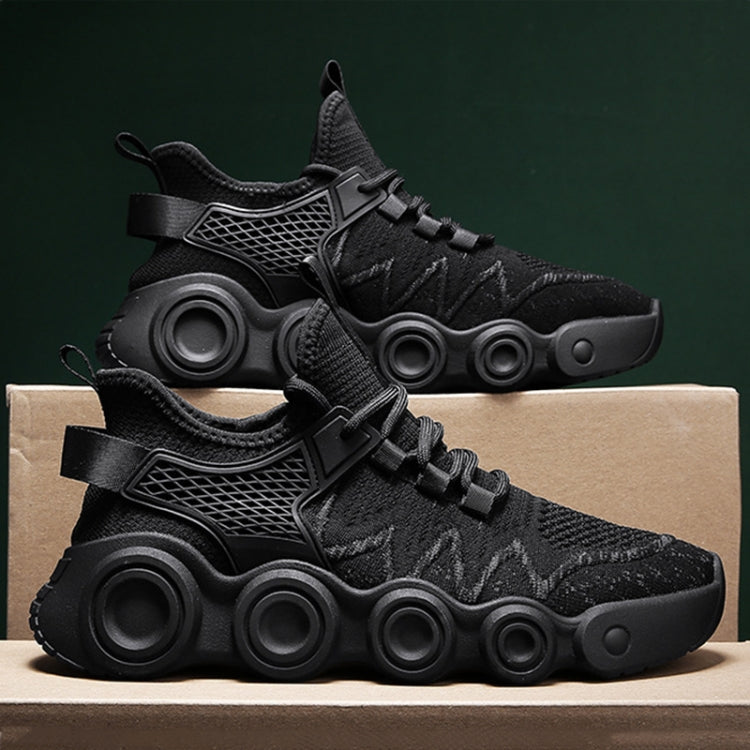 Air Fire Wheel Sole Men Shoes Flying Weave Breathable Casual Running Shoes, Size: 40(Black)