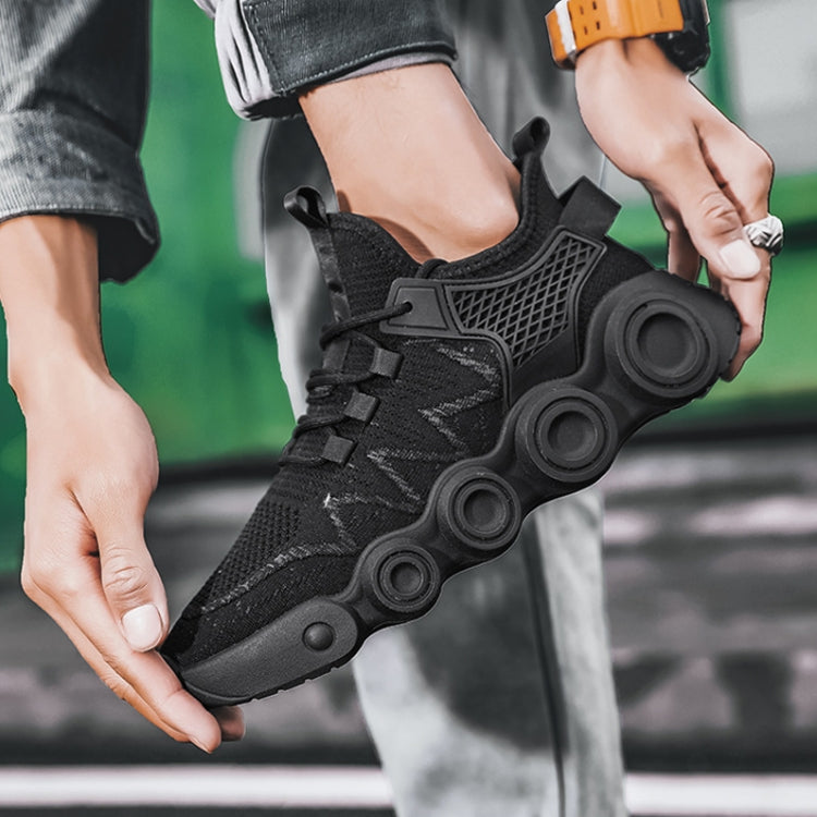 Air Fire Wheel Sole Men Shoes Flying Weave Breathable Casual Running Shoes, Size: 40(Black)