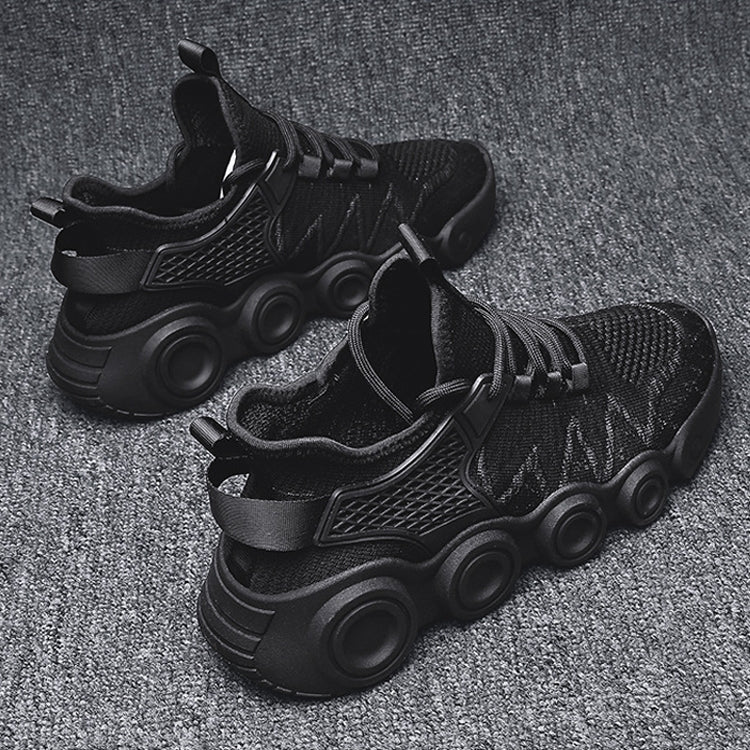 Air Fire Wheel Sole Men Shoes Flying Weave Breathable Casual Running Shoes, Size: 40(Black)