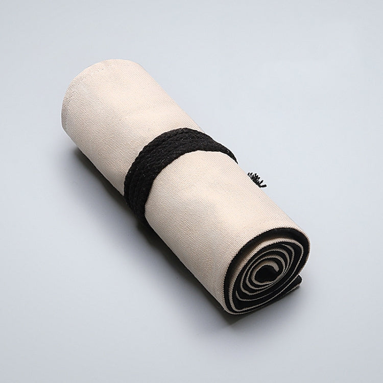 2 PCS 12 Holes Solid Handmade Canvas Color Pencil Curtain Painting Special Storage Bag Large Capacity Roll Pen Bag
