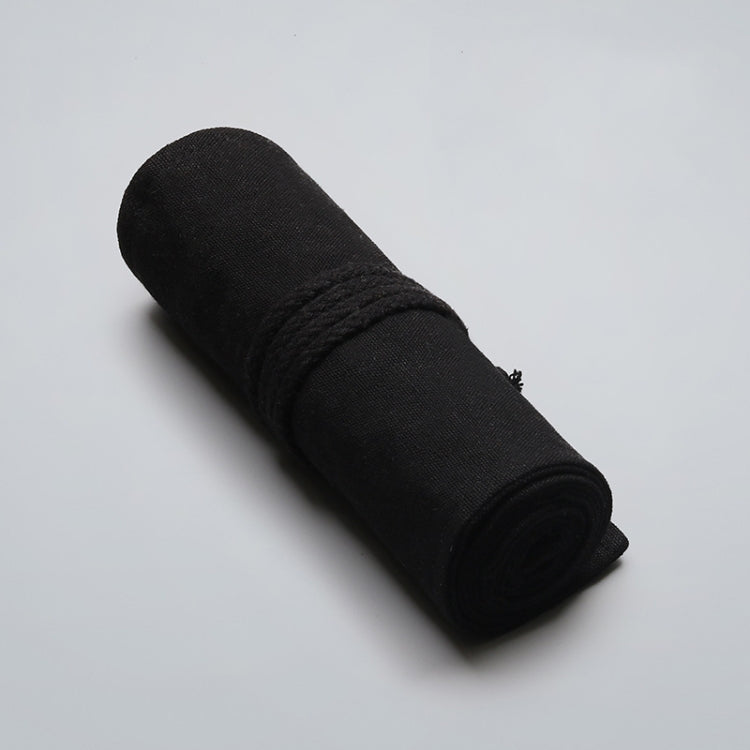 72 Holes  Pure Black Handmade Canvas Roll Pen Bag Large Capacity Boy And Girl Sketch Color Pencil Curtain