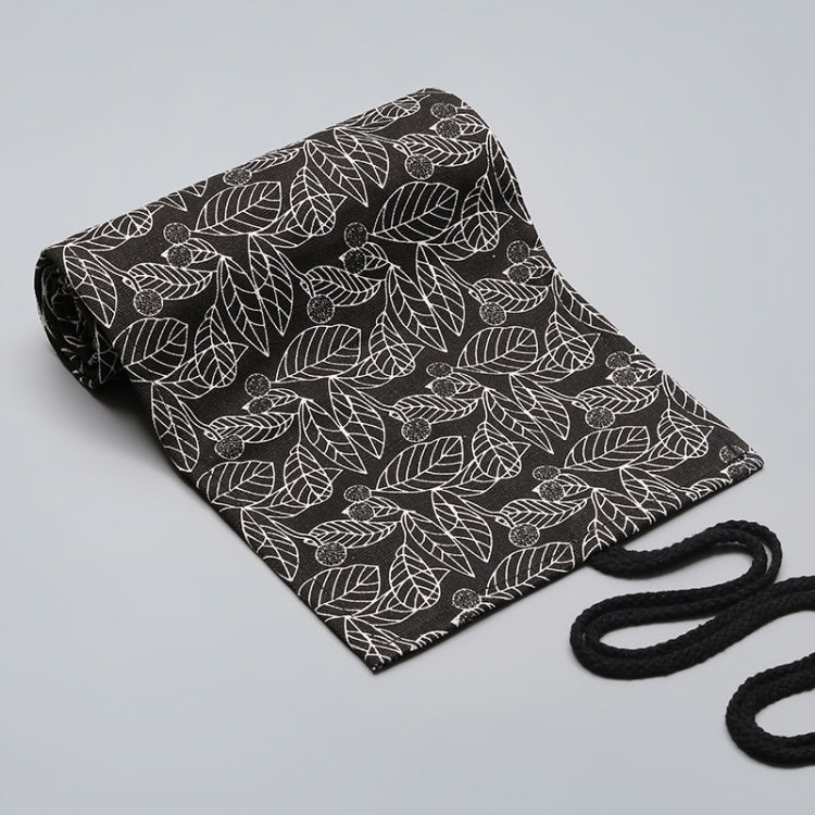72 Holes Black Leaf Canvas Printing Pen Curtain Large Capacity Roll Pen Bag Sketch Color Lead Pen Bag