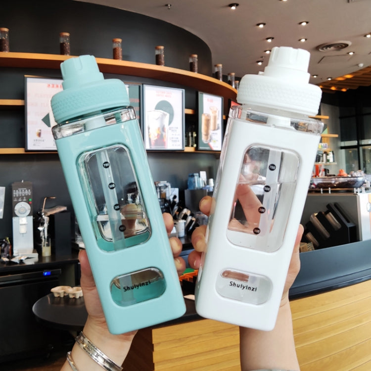 2 PCS Square Plastic Water Cup with Straw Outdoor Sports Large-Capacity Portable Kettles, Colour: 700ml (White)