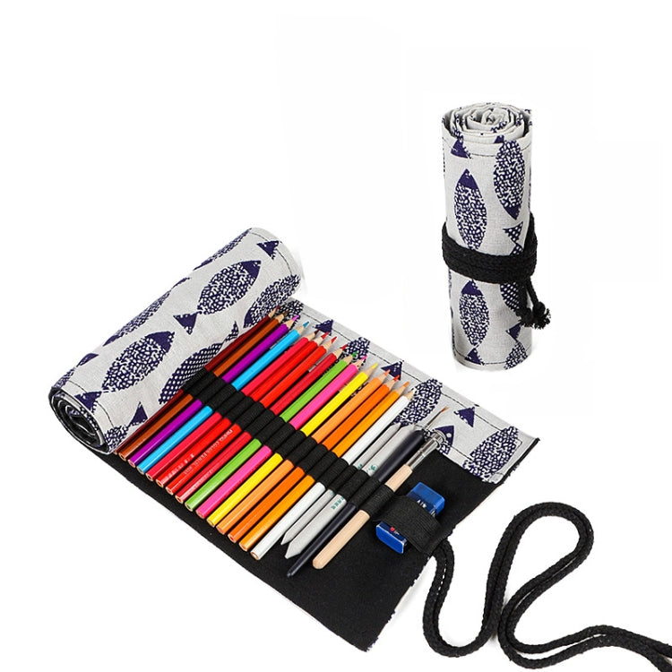 2 PCS 24 Holes  Saury Hand Canvas Pen Curtain Color Lead Roller Pen Bag Storage Stationery Box