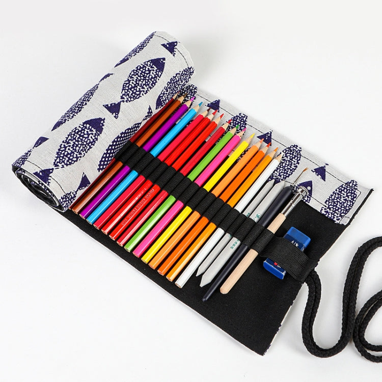 72 Holes Saury Hand Canvas Pen Curtain Color Lead Roller Pen Bag Storage Stationery Box