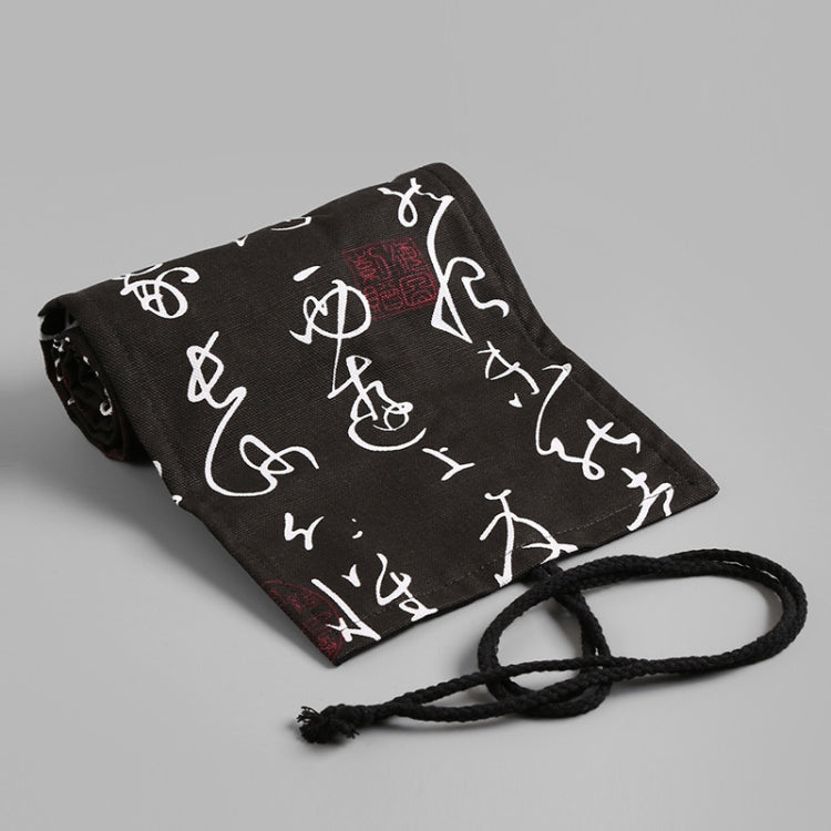 2 PCS 24 Holes  Black Calligraphy Canvas Pen Curtain  Sketch Color Pencil Bag