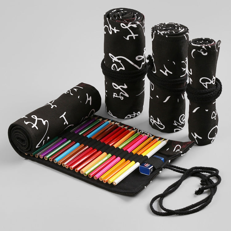 72 Holes Black Calligraphy Canvas Pen Curtain  Sketch Color Pencil Bag