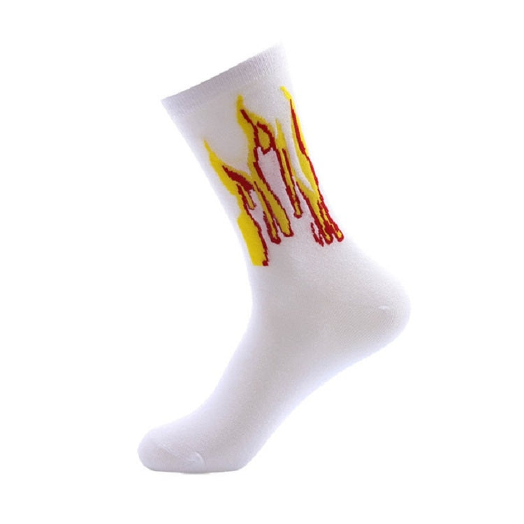 Men Fashion Street Hip Hop Skateboard Tube Cotton Socks Flame Socks, Size:One Size