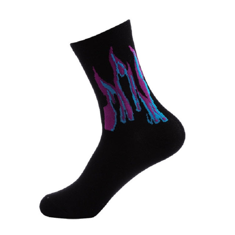 Men Fashion Street Hip Hop Skateboard Tube Cotton Socks Flame Socks, Size:One Size