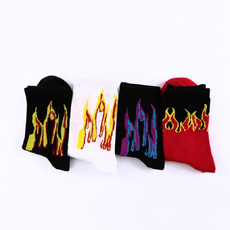 Men Fashion Street Hip Hop Skateboard Tube Cotton Socks Flame Socks, Size:One Size
