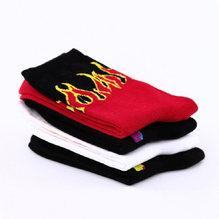 Men Fashion Street Hip Hop Skateboard Tube Cotton Socks Flame Socks, Size:One Size
