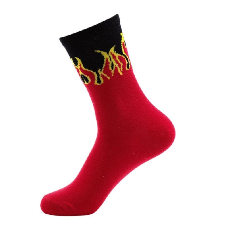 Men Fashion Street Hip Hop Skateboard Tube Cotton Socks Flame Socks, Size:One Size