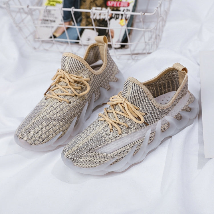 ZM-80 Women Breathable Casual Shoes Women Flying Weave Sports Shoes, Size: 38(Khaki)