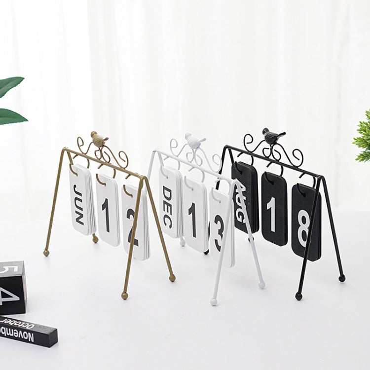 Simple Wrought Iron Calendar Small Ornament Home Living Room Desktop Calendar(Golden)