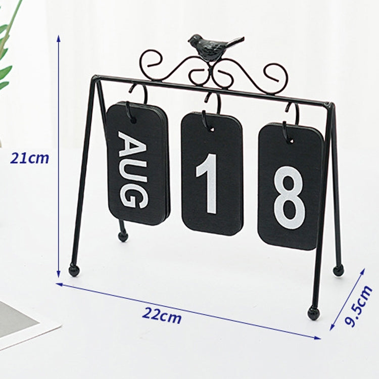 Simple Wrought Iron Calendar Small Ornament Home Living Room Desktop Calendar(Golden)
