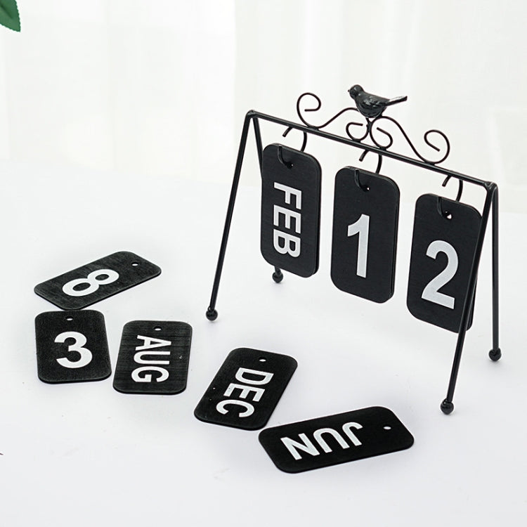 Simple Wrought Iron Calendar Small Ornament Home Living Room Desktop Calendar(Golden)